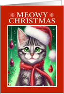 Christmas for Cat Owner Cute Cat with Red Scarf card
