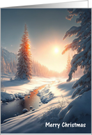 Christmas Snowy Winter Landscape in Sunlight card
