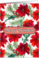 Christmas Poinsettia Flowers Mistletoe card