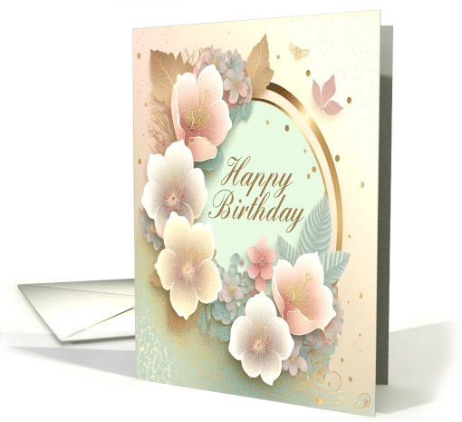 Birthday Elegant Flowers in Golden Pastel Colors card (1752414)