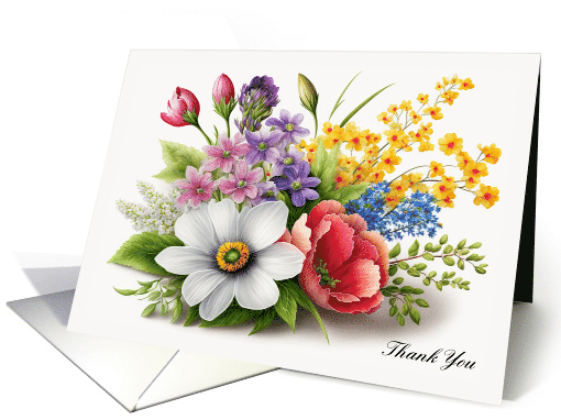 Thank You Gratitude Colorful Bunch of Flowers card (1752486)