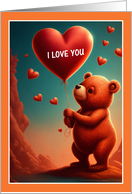 Valentine’s Day Bear with Red Heart Balloon card