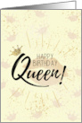 Happy Birthday Queen with Crown Shapes and a kiss for Her card