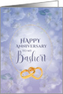 For Bashert or Wife Jewish Wedding Anniversary with Flowers and Rings card