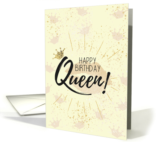 Happy Birthday Queen with Crown Shapes and a kiss for Her card