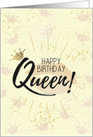Happy Birthday Queen with Crown Shapes and a kiss for Her card