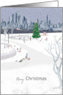 Christmas Eve Taking the Dogs Out for a Walk as the Snow Falls card