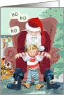 Santa Claus’ and Child’s Laughter Bringing Christmas Joy card