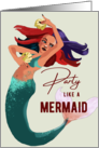 Happy Birthday Mermaid Under the Sea Partying card