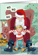 Santa Claus’ and Child’s Laughter Bringing Christmas Joy card