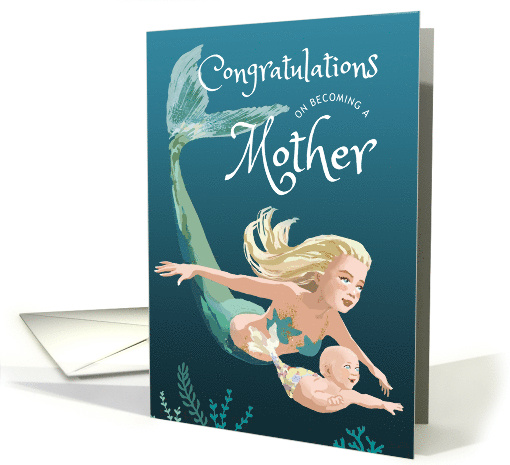 Mother's Day Mermaid Swimming with Her New Baby card (1769868)