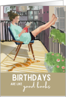 Book Lovers Happy Birthday Wishes with Cat card