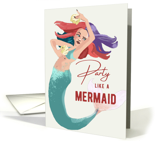 Happy Birthday Mermaid Under the Sea Partying card (1792164)