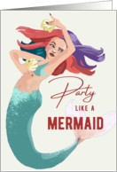 Happy Birthday Mermaid Under the Sea Partying card