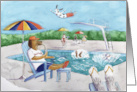 Father’s Day for Dog Lover with Daddy Dog Relaxing by the Pool card