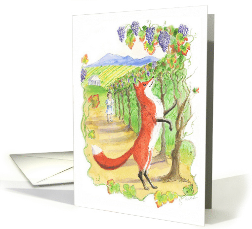 Good Luck for Animal Lover with Fox and Grapes from Aesop's Fable card