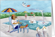 Father’s Day for Dog Lover with Daddy Dog Relaxing by the Pool card