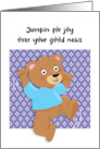 Congratulations Brown Bear Jumping for Joy card