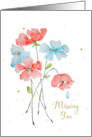 Missing You flowers with a tear card