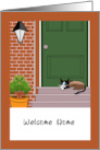 New Home Welcome Home front porch with Siamese cat card