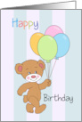 Happy Birthday cute baby bear with balloons card