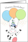 Happy Birthday cute cow with balloons and confetti card
