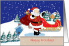 Happy Holidays Santa on roof top card