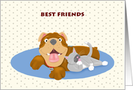 Best Friends cat and dog peaut butter and jelly card