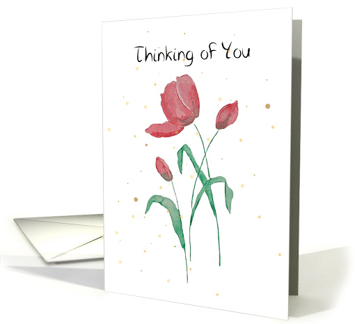 Thinking of You red tulips watercolor painted card (1773928)