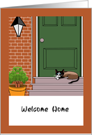 New Home Welcome Home front porch with Siamese cat card