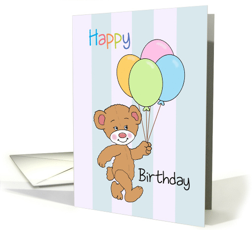Happy Birthday cute baby bear with balloons card (1775740)