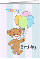 Happy Birthday cute baby bear with balloons card