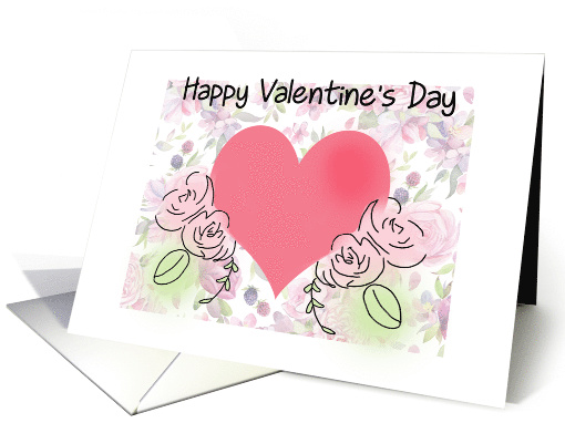 Happy Valentine's Day heart and flowered print card (1776966)