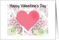 Happy Valentine’s Day heart and flowered print card