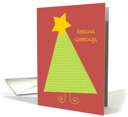 Merry Christmas Green Christmas tree with writing card (1790972)