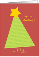 Merry Christmas Green Christmas tree with writing card