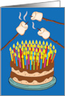 Funny Cake Roasting Marshmallows Birthday card