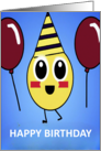 Kids Happy Birthday with a Party Character and Balloons card