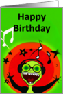 Kids Crazy Alien Happy Birthday card