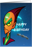 Universal Happy Birthday Alien Cartoon Character card