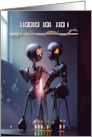 for Anyone Valentines Day a Robot Couple Share a Tender Moment card