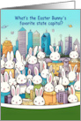 Easter Cityscape filled with Bunnies Joke card