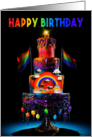 A Giant Rainbow Themed Birthday Cake card