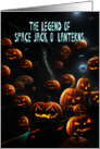 A Scary Sci Fi Halloween Showing an Invasion of Jack O Lanterns card