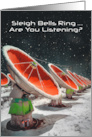 Humorous UFO Christmas Radio Telescope Funny Alien Sci Fi Holiday card