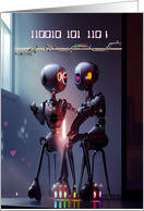 for Anyone Valentines Day a Robot Couple Share a Tender Moment card