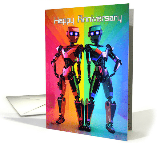 A Robot Couple Stand Shoulder to Shoulder Drenched in... (1762990)