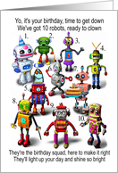 for Child Birthday with 10 Rapping Robots card