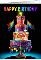 A Giant Rainbow Themed Birthday Cake card