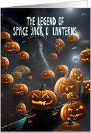 A Scary Sci Fi Halloween Showing an Invasion of Jack O Lanterns card